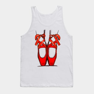 Ballet shoes - red ballet pointe shoes with ribbon laces Tank Top